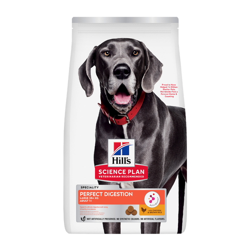 Science Plan Canine Adult Perfect Digestion Large Breed Med Kylling &amp; Brune Ris - 12 KG