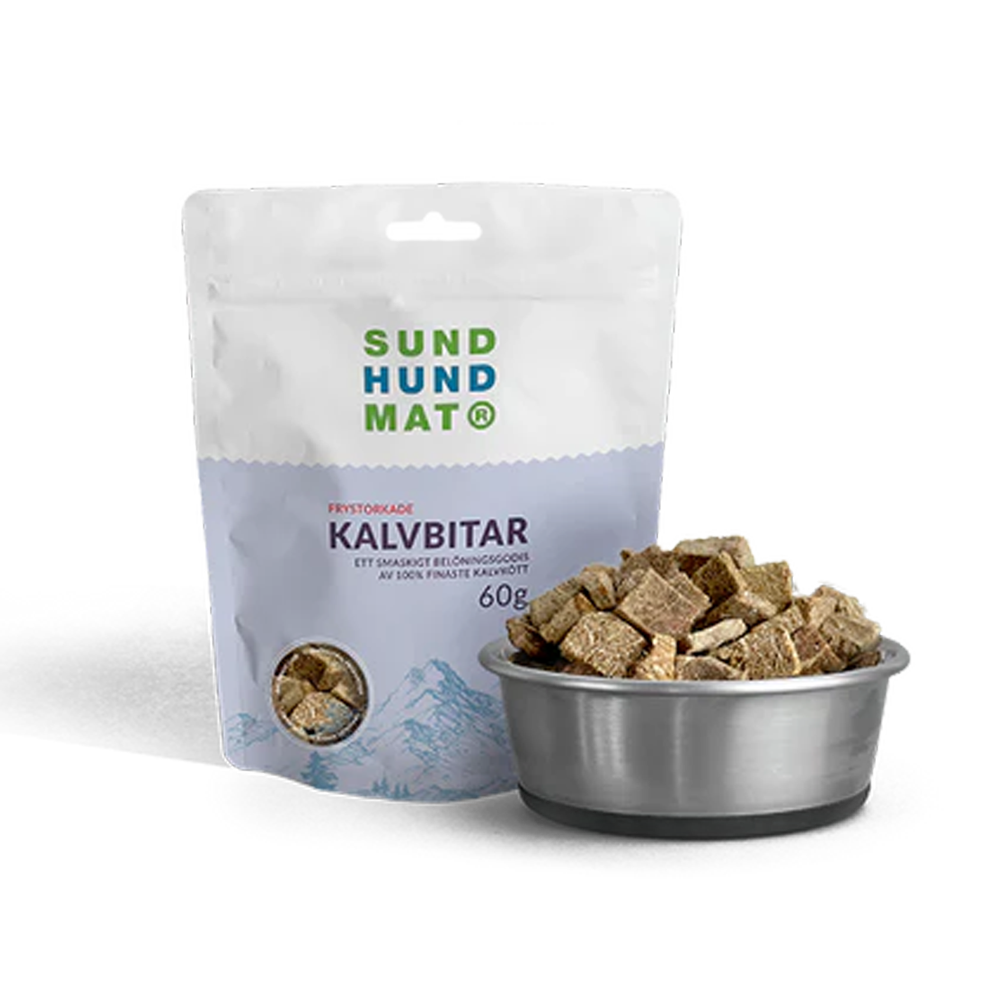 Frysetørrede kalvekødsstykker - 60 g