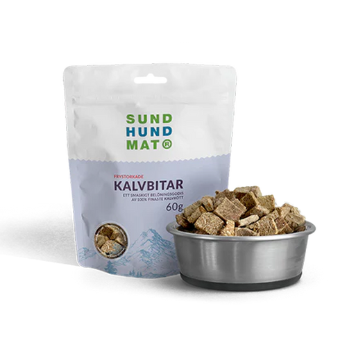 Frysetørrede kalvekødsstykker - 60 g