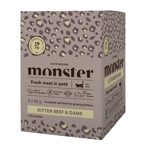 Monster Cat Pouches Kitten Oksekød/Vildt - 85 G