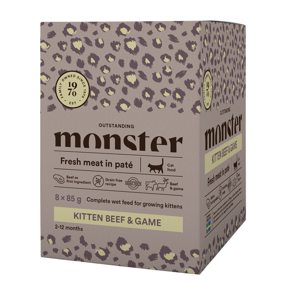 Monster Cat Pouches Kitten Oksekød/Vildt - 85 G
