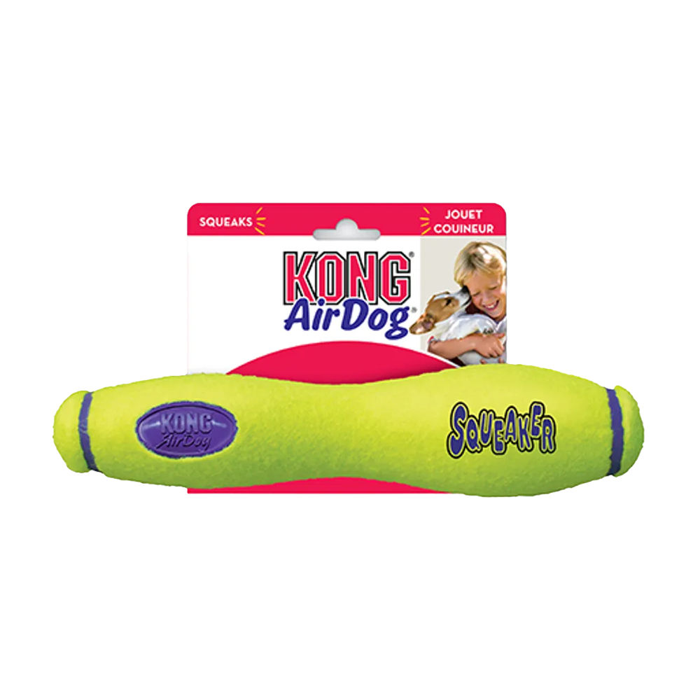 Kong Airdog Squeakair Apportepind med Reb L - 34x13x6,5 CM