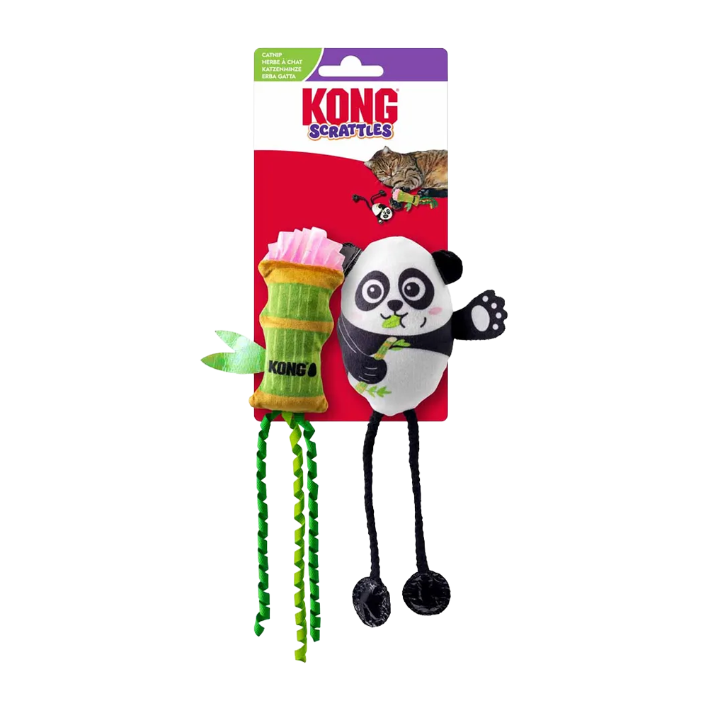 Kong Kattlegetøj Scrattles Panda 2-pak