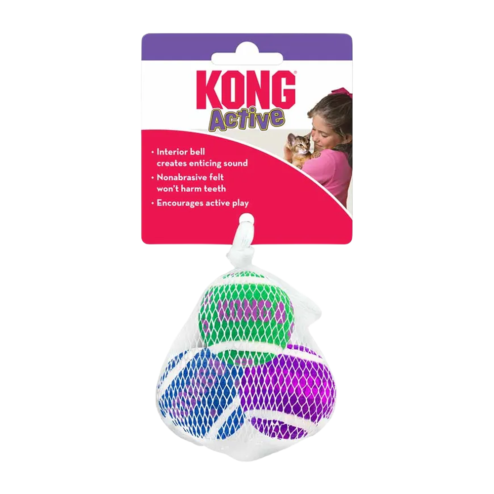 Kong Cat Active Tennisbold m/klokker - 4 cm