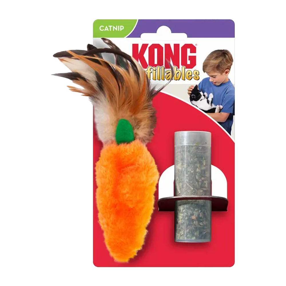Kong Genopfyldelig Katteurt Fjertop Gulerod - 13x6x1 CM