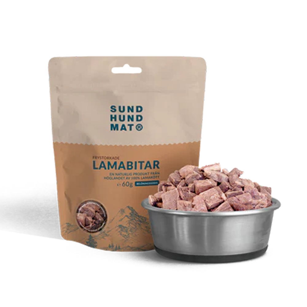 Frysetørrede lamastykker - 60 g