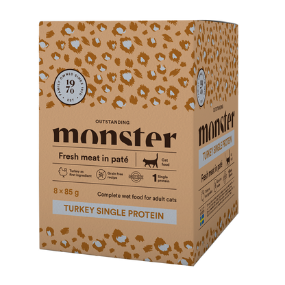 Monster Cat Pouches Voksen Kalkun 85 g (8-pak)