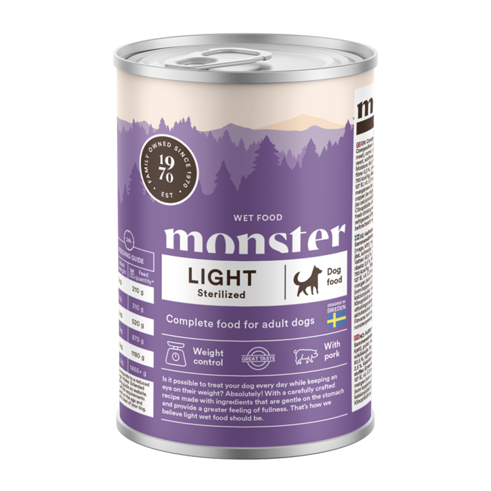 Monster Dog Adult Light/ Steriliseret Dåse - 400 G
