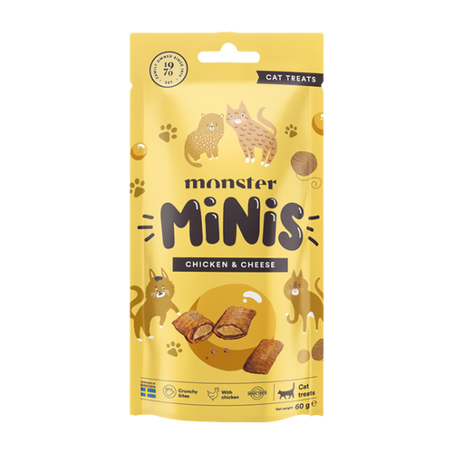 Monster Cat Minis godbidder Kylling &amp; Ost 60 g