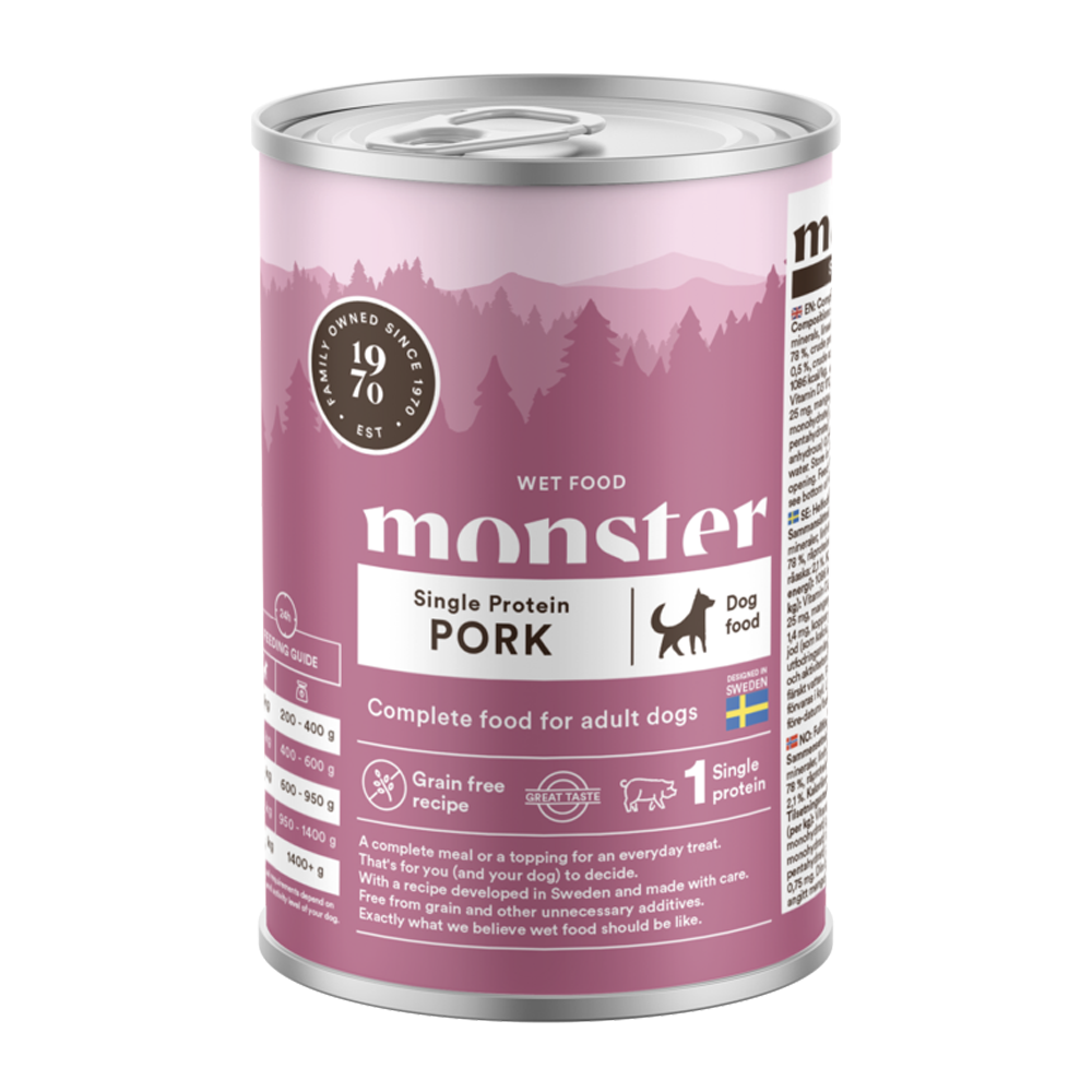 Monster Dog Adult Enkelt Svinekød Dåse - 400 G