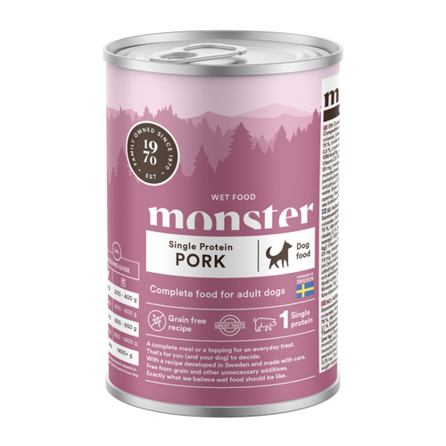Monster Dog Adult Enkelt Svinekød Dåse - 400 G
