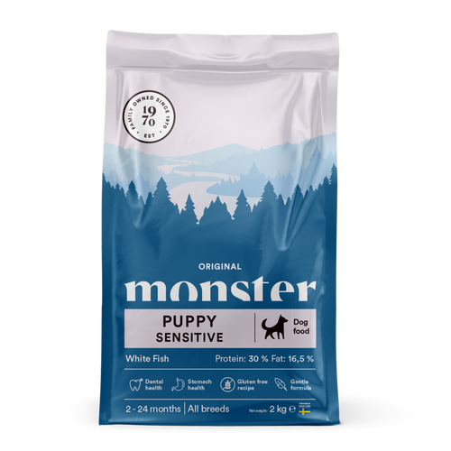 Monster Dog Original Puppy Sens. Hvid Fisk - 2 kg