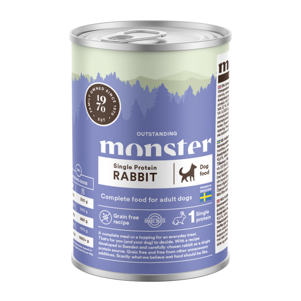 Monster Dog Adult Enkelt Kanin Dåse - 400 G