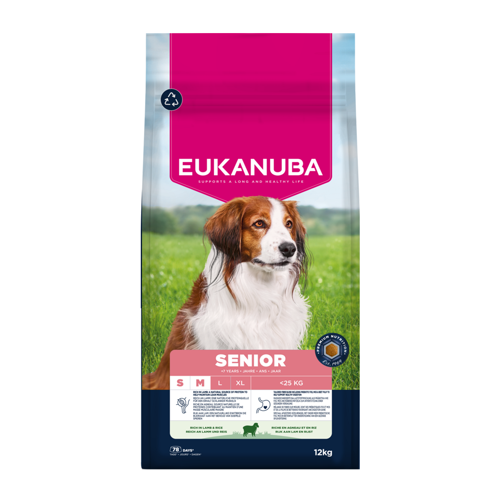 Euk Hunde Senior Small/med Lam & Ris - 12 KG