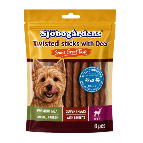 Sjöbogårdens Twisted Sticks med hjort – 6-PACK