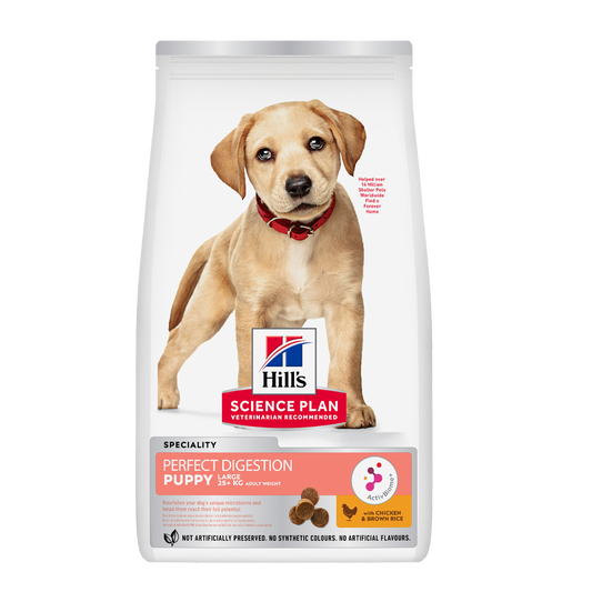 Science Plan Puppy Perfect Digestion Large Breed med kylling og brune ris - 12 kg