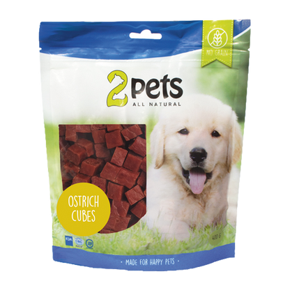 2PETS Dogsnack Ostrich/Struts Cubes