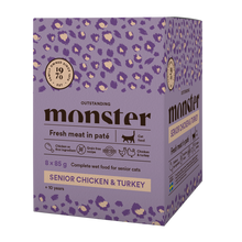 Monster Cat Pouches Senior Ch/Kalkun 85 g (8-pak)
