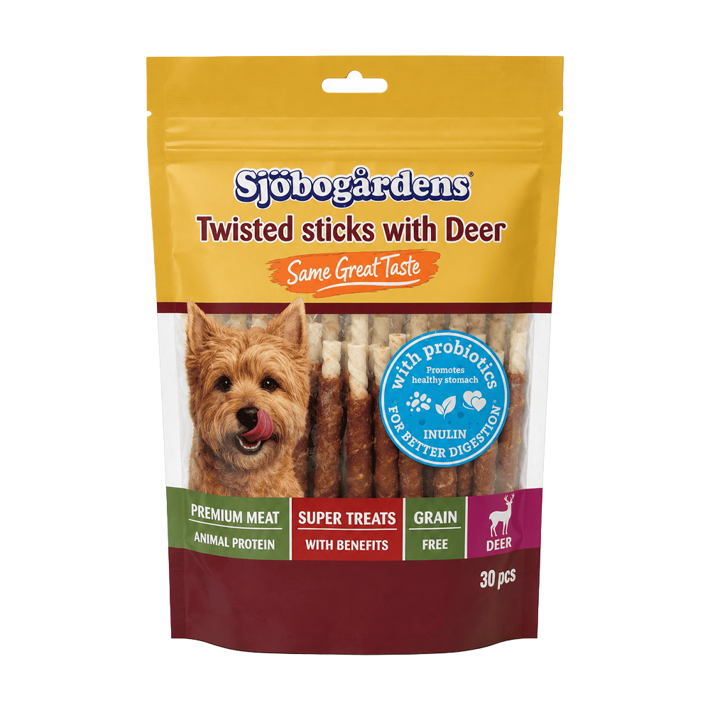 Sjöbogårdens Twisted Sticks med hjort – 30-PACK