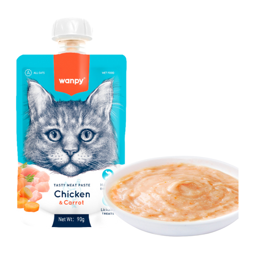 Wanpy Cat lækker kødpasta - kylling og gulerod - 90 g